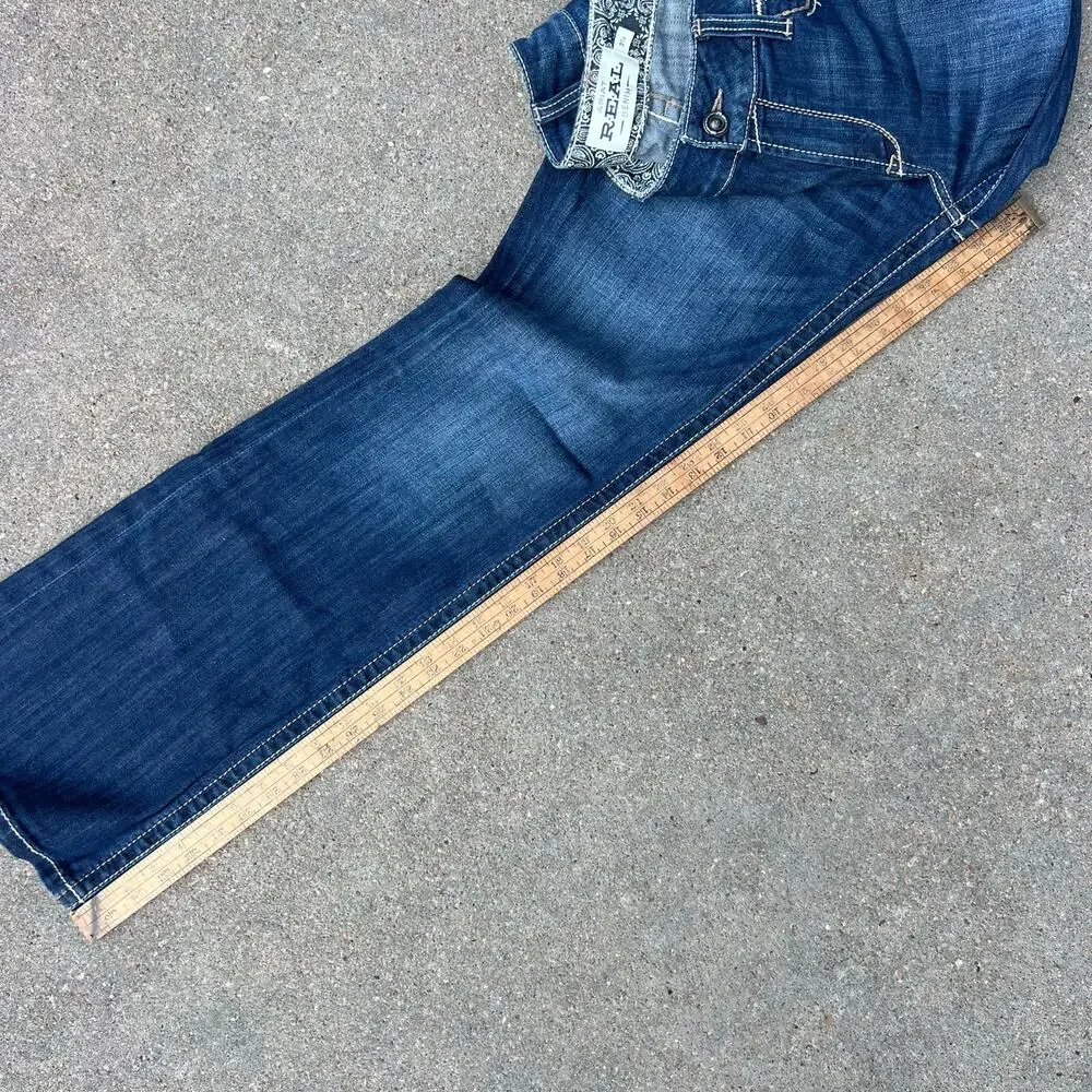 Ariat 31R REAL Mid Rise Stretch Entwined Festival Boot Cut Blue Jeans 10025286 - Picture 11 of 11